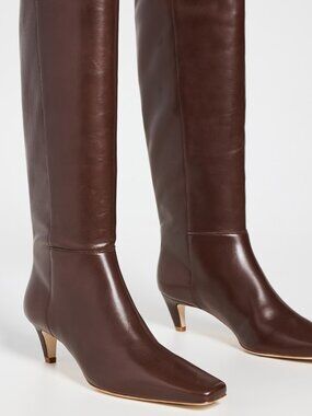 Reformation Remy Chestnut Kitten-Heel Knee Boots